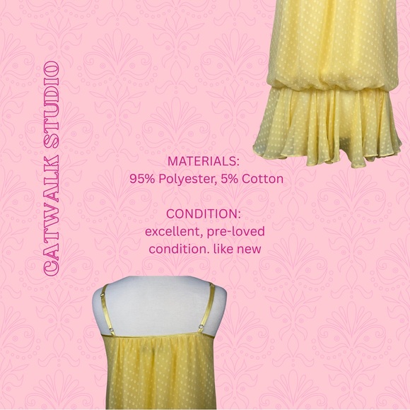 Catwalk Studio | Yellow Sleeveless Drop Waist Bubble Mini Dress | Size M - Picture 5 of 6